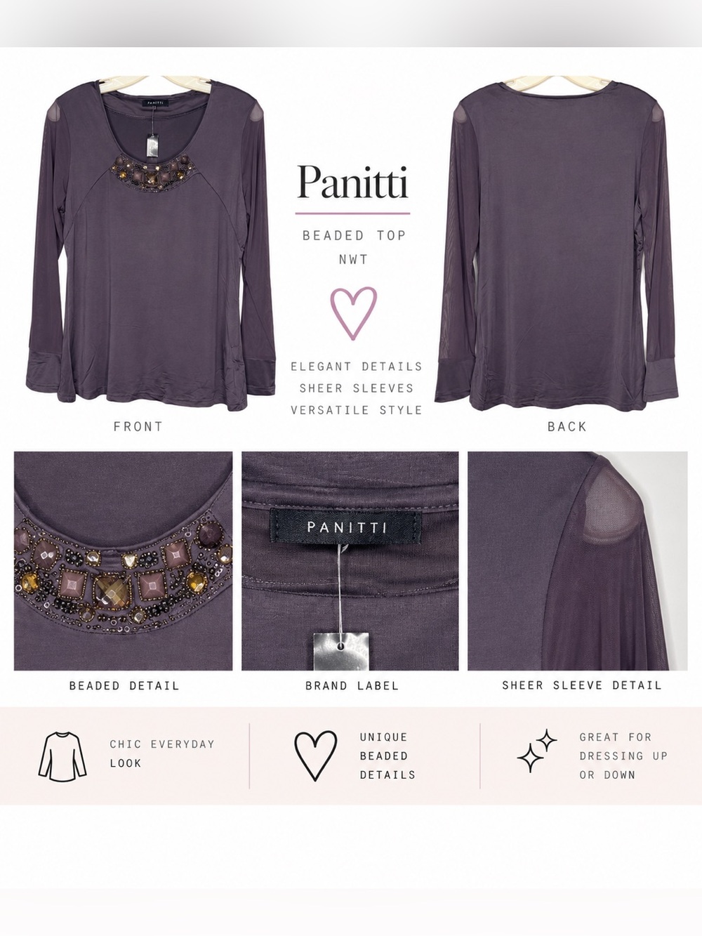 Panitti Beaded Top nwt